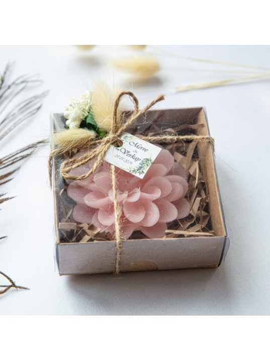 Wedding favor,Personalized Candle,Candle Gift, Bridesmaid,Engagement Gift,Christening Favors for Guest,Candle in kraft box,Flower Candle